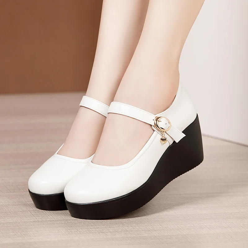 Leather Work Flats Women - 6Cm Ukuran Kecil 32-43 Vintage Dangkal