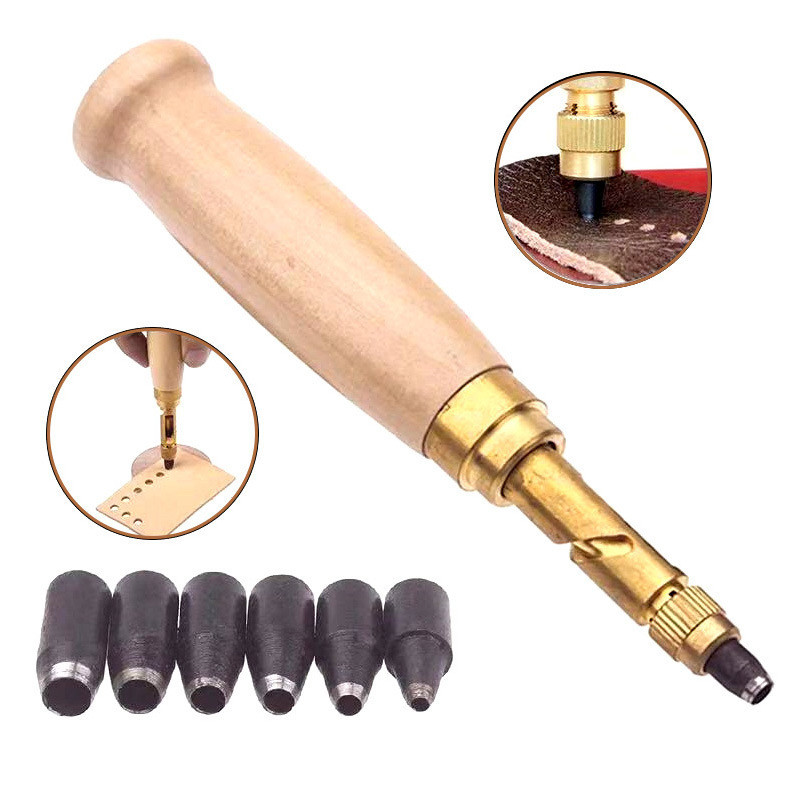 Leather Punch Revolving - Perforator Putar Kulit DIY 6-potong, Perforator