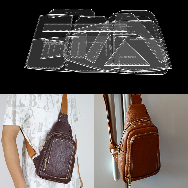 Leatherwork Patterns - 1Set tas dada pria stensil templat