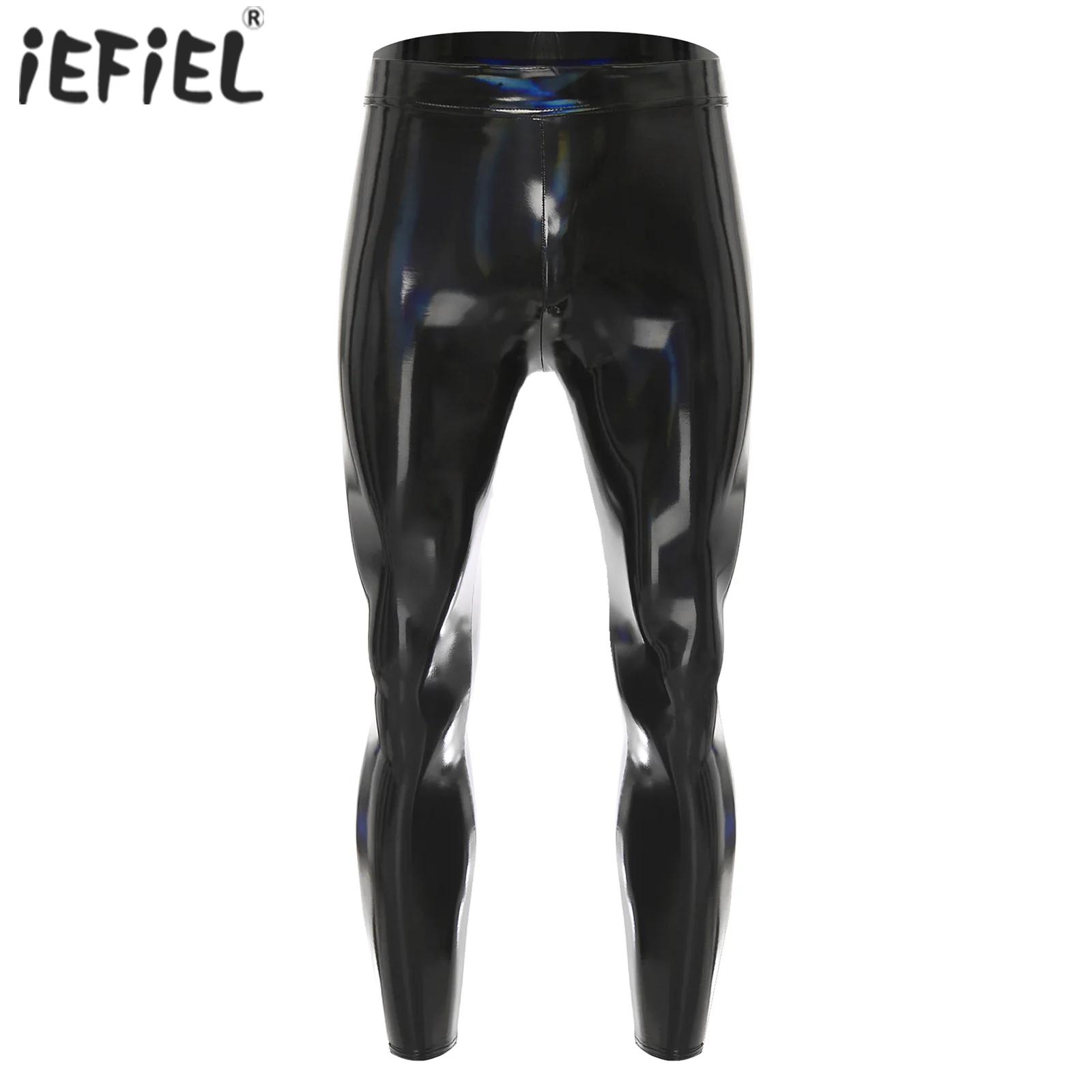 Leather Work Pants - Celana panjang ketat disko pria, celana