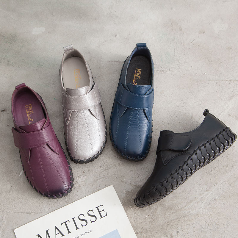 Leather Work Flats Women - Sepatu kulit asli wanita, Kasut datar