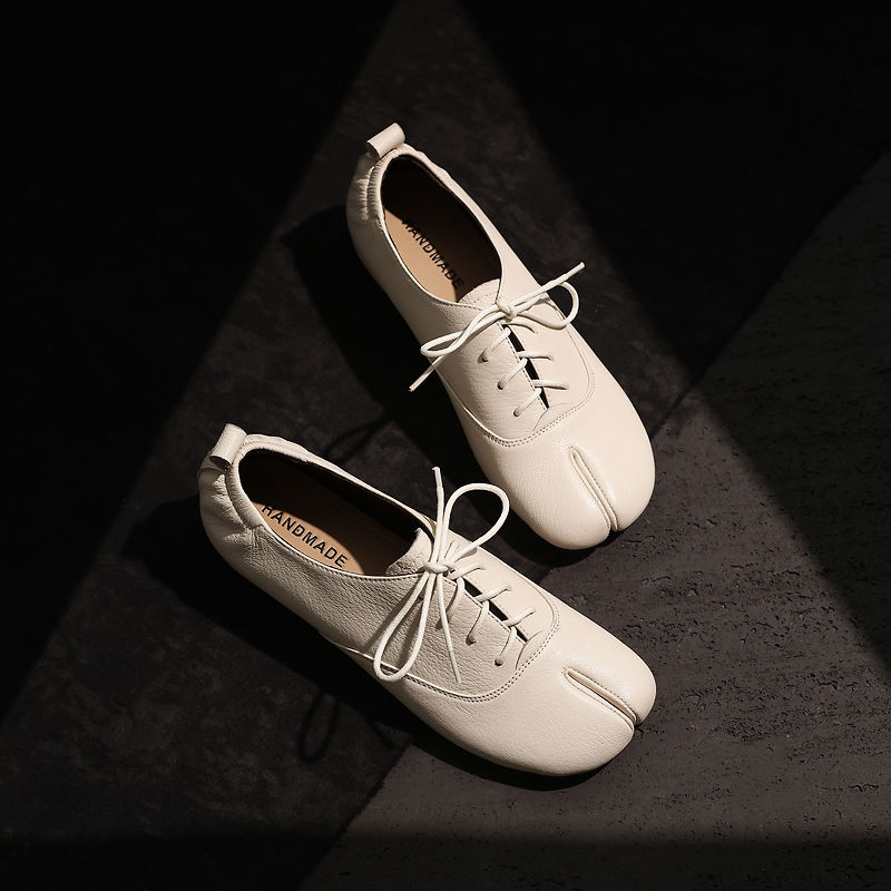 Leather Work Flats Women - Sepatu Wanita Tabi Kulit Domba Asli,