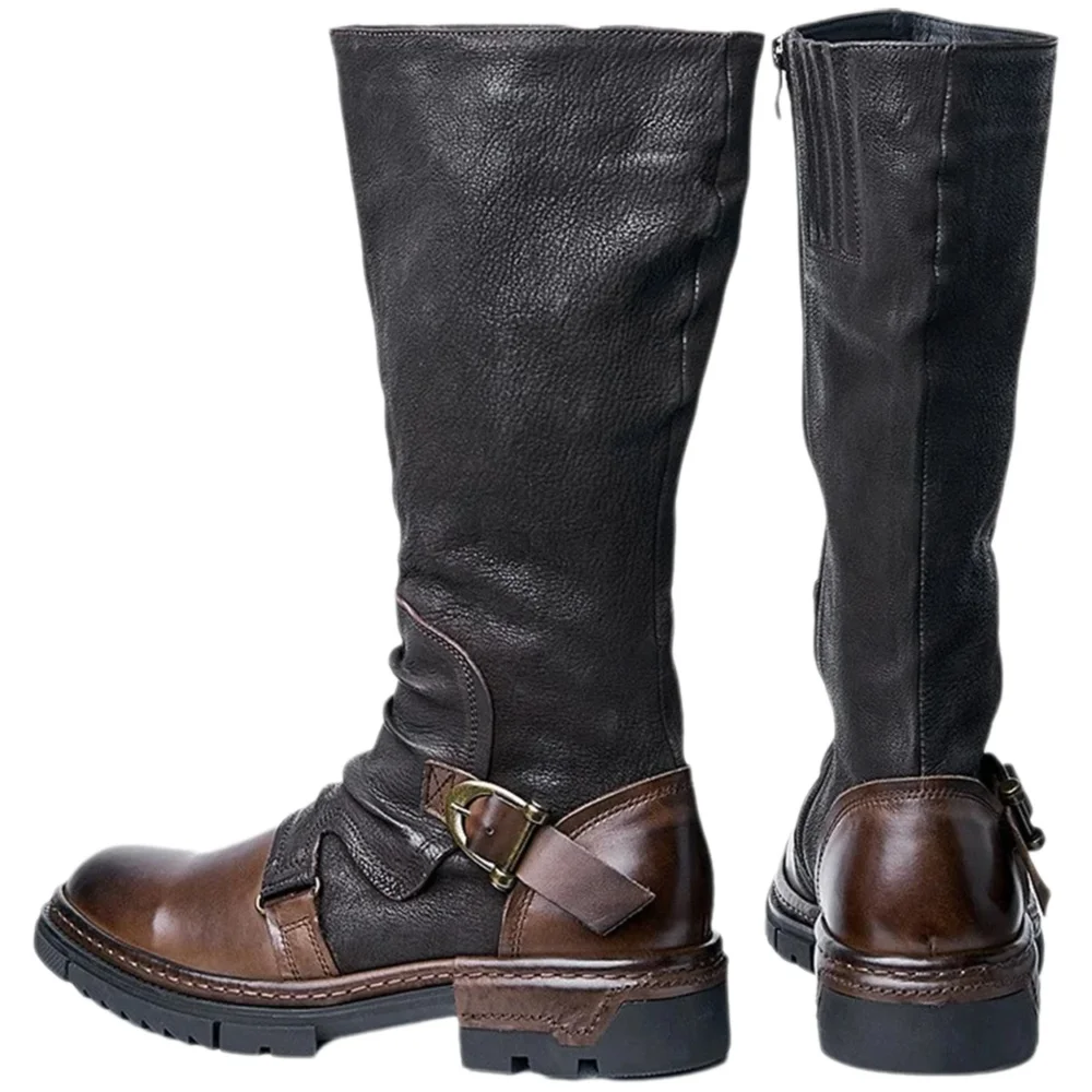 Leather Work Pants - Sepatu Kulit PU Retro Abad Pertengahan