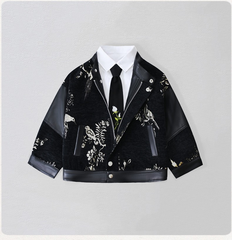 Leather Work Jacket - Jaket Kulit PU Bordir Sepeda Motor