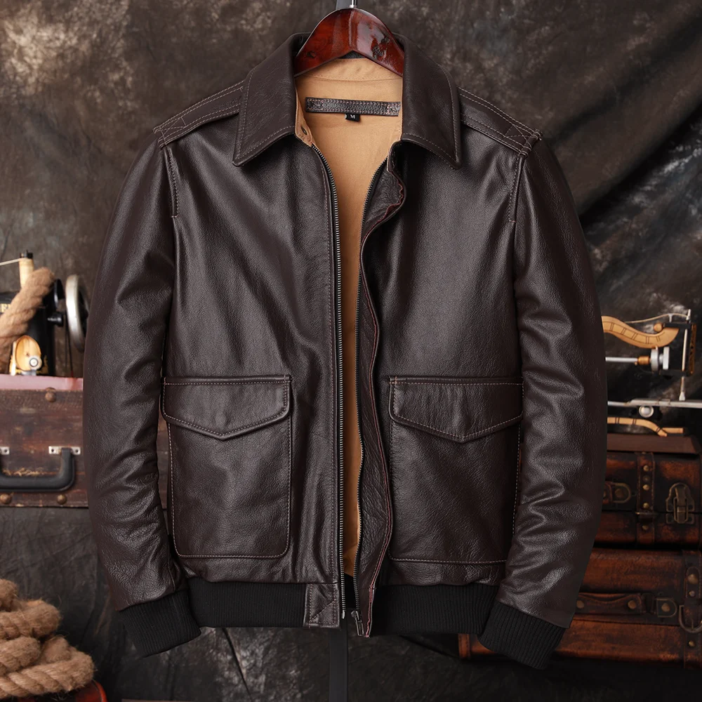 Leather Work Jacket - Jaket Kulit Asli Pilot Bomber A2