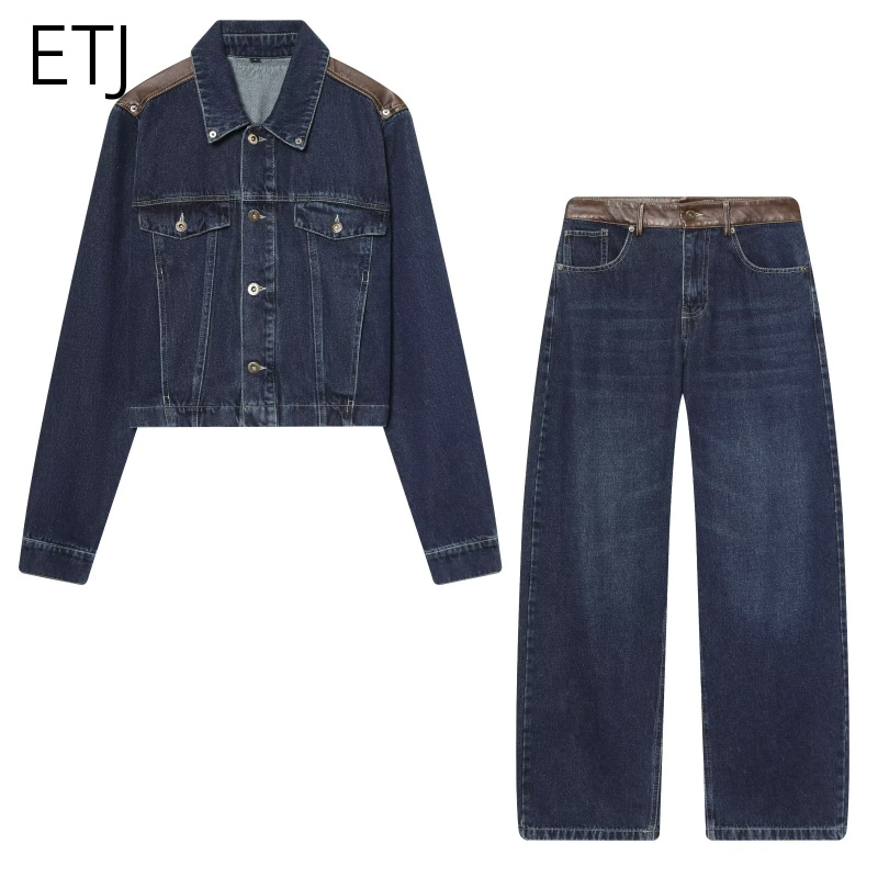 Leather Work Pants - Set Jaket & Celana Jeans Wanita