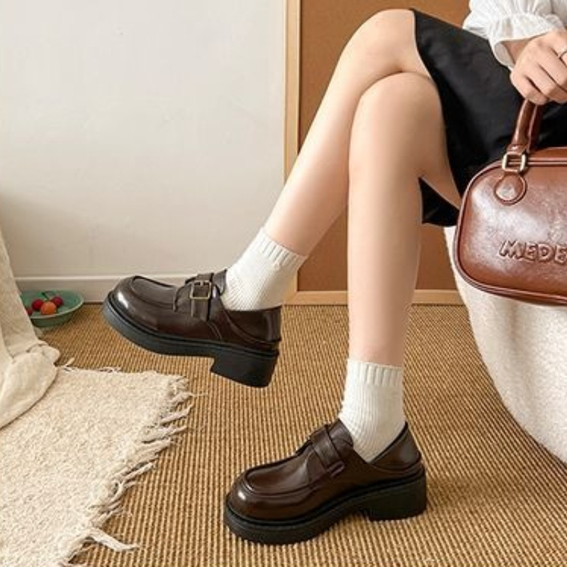 Sepatu Kulit Gaya Inggris Coke - Leather Work Flats Women ulasan dan harga