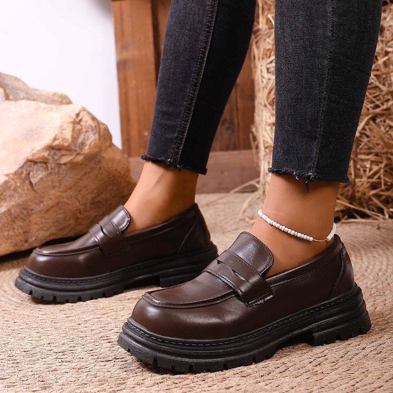 Sepatu Loafer Kulit Cokelat Wa - Leather Work Flats Women ulasan dan harga