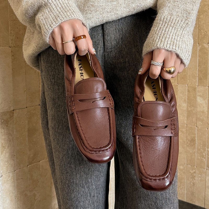 Sepatu Flat Wanita Musim Semi  - Leather Work Flats Women ulasan dan harga