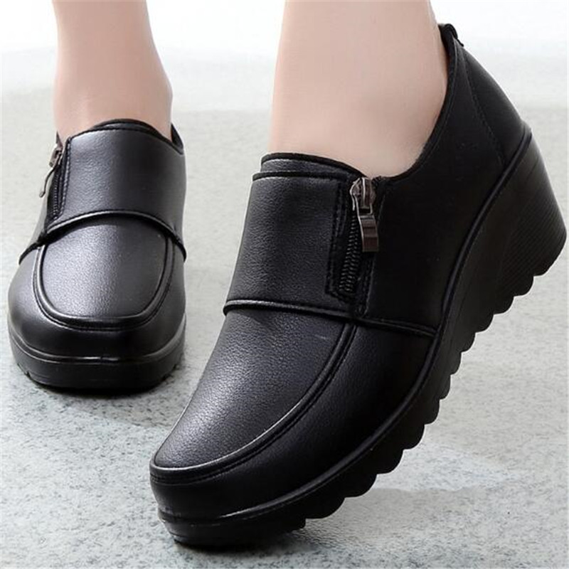 Sepatu Slip On wanita, SNEAKER - Leather Work Flats Women ulasan dan harga