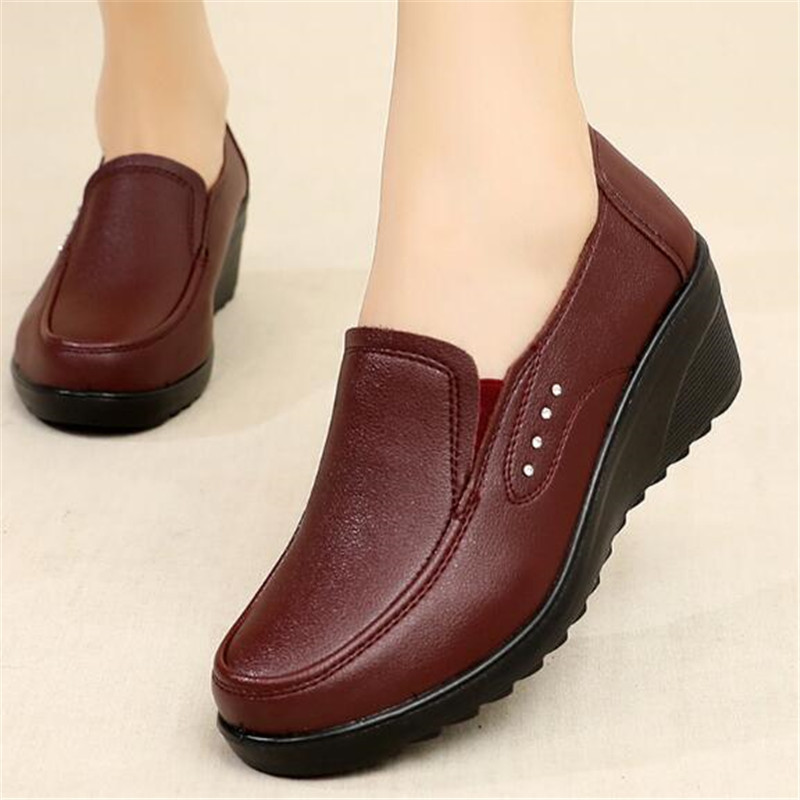 Sepatu Slip On wanita, SNEAKER - Leather Work Flats Women ulasan dan harga