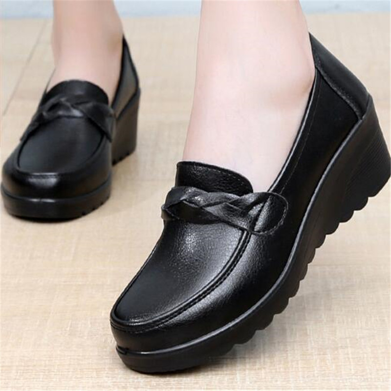 Sepatu Slip On wanita, SNEAKER - Leather Work Flats Women ulasan dan harga