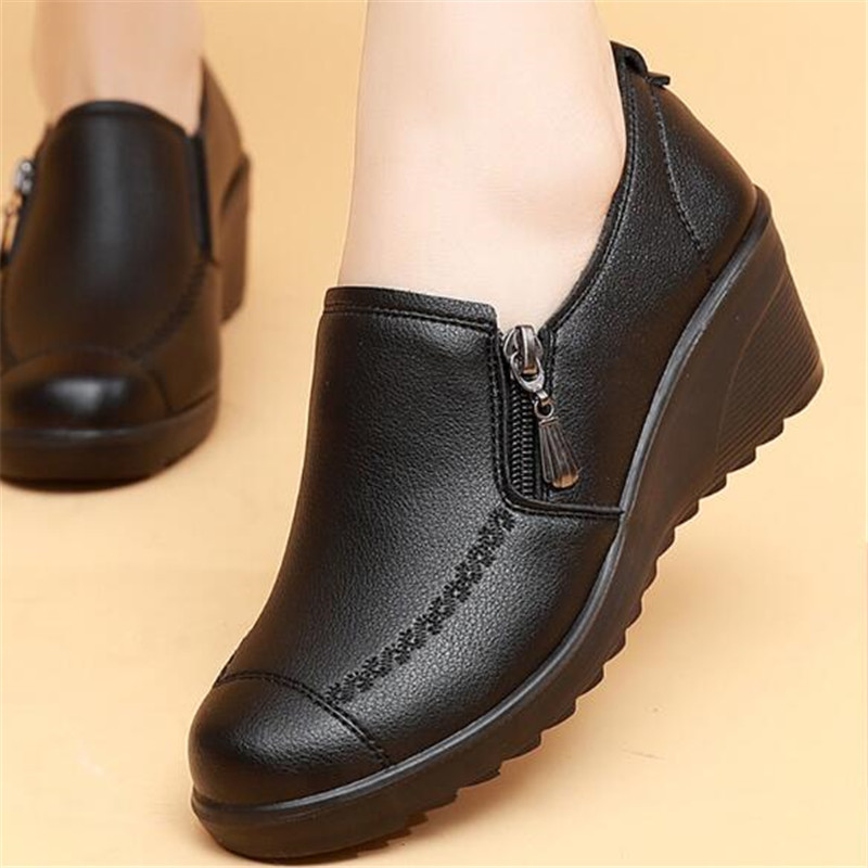 Sepatu Slip On wanita, SNEAKER - Leather Work Flats Women ulasan dan harga