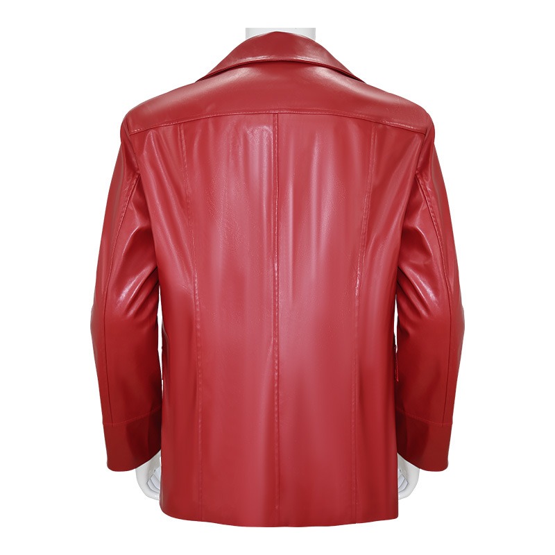 Jaket Kulit Merah Pria, Kostum - Leather Work Jacket ulasan dan harga