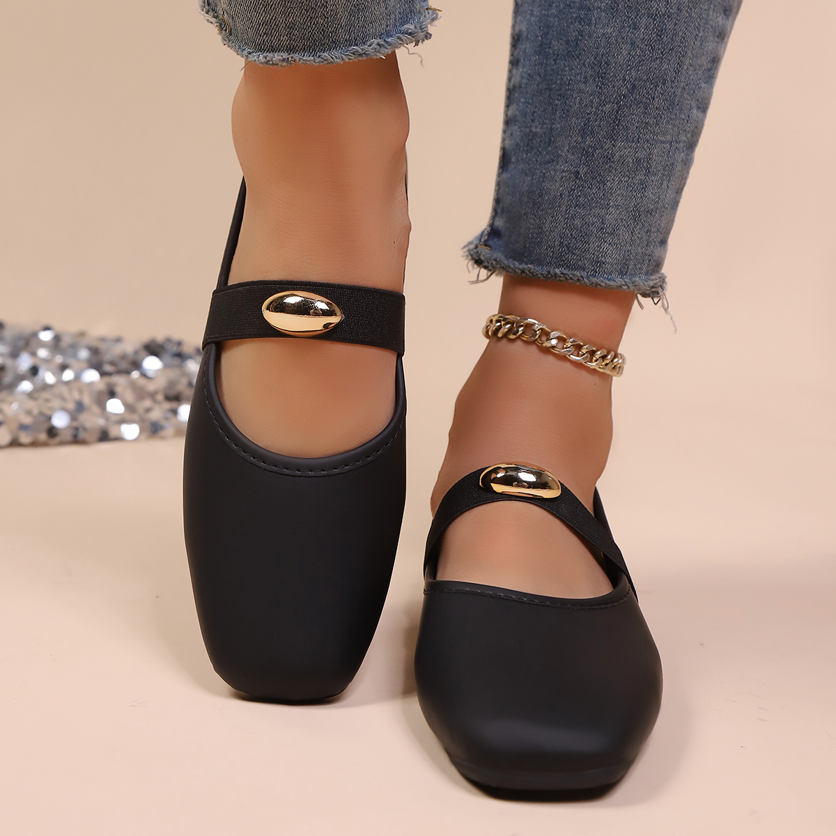 Sepatu Flat Mary Jane Warna So - Leather Work Flats Women ulasan dan harga