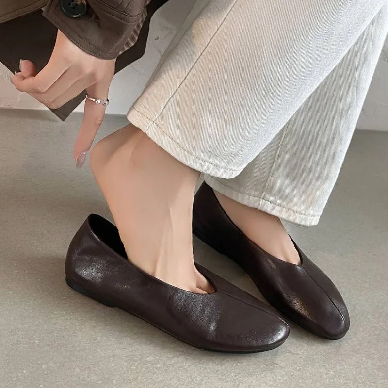 Sepatu Loafer Wanita Model Sli - Leather Work Flats Women ulasan dan harga