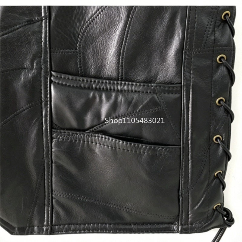 Rompi Kulit Hitam Pria Model P - Leather Work Jacket ulasan dan harga
