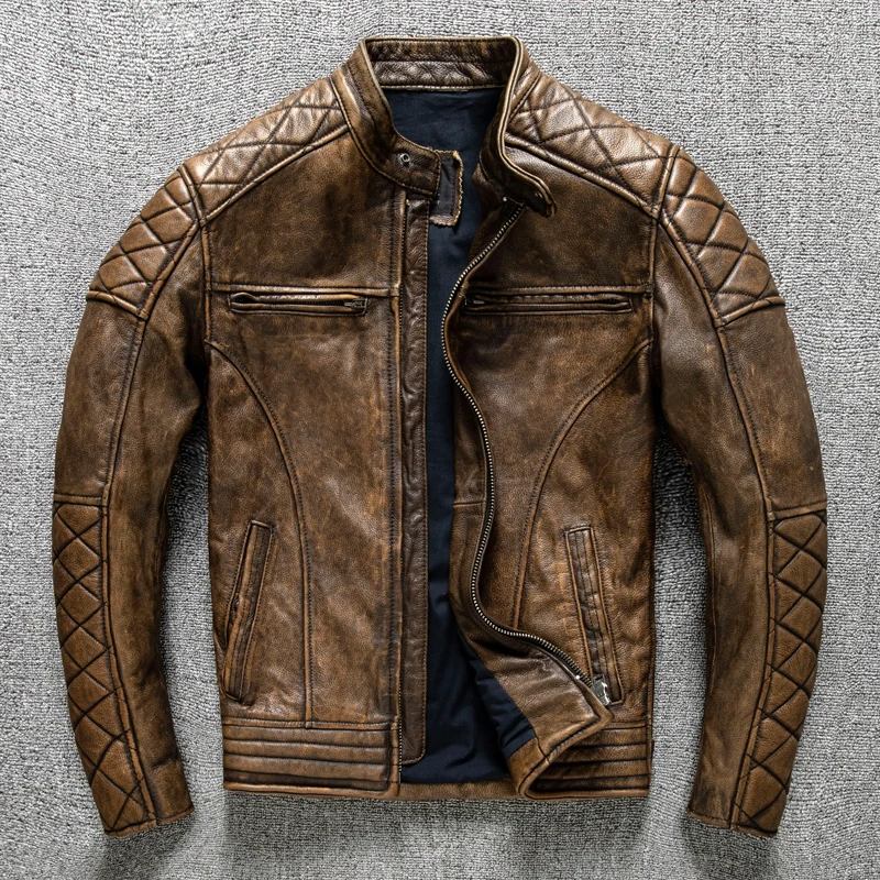 Jaket Kulit Pria Vintage Kunin - Leather Work Jacket ulasan dan harga