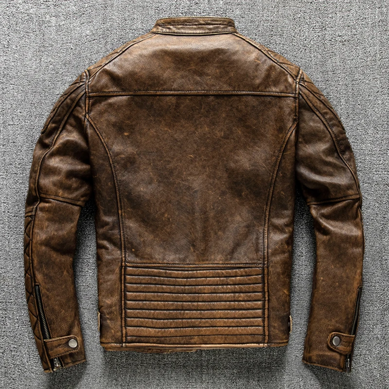 Jaket Kulit Pria Vintage Kunin - Leather Work Jacket ulasan dan harga
