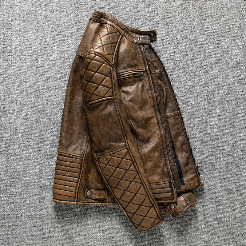 Jaket Kulit Pria Vintage Kunin - Leather Work Jacket ulasan dan harga