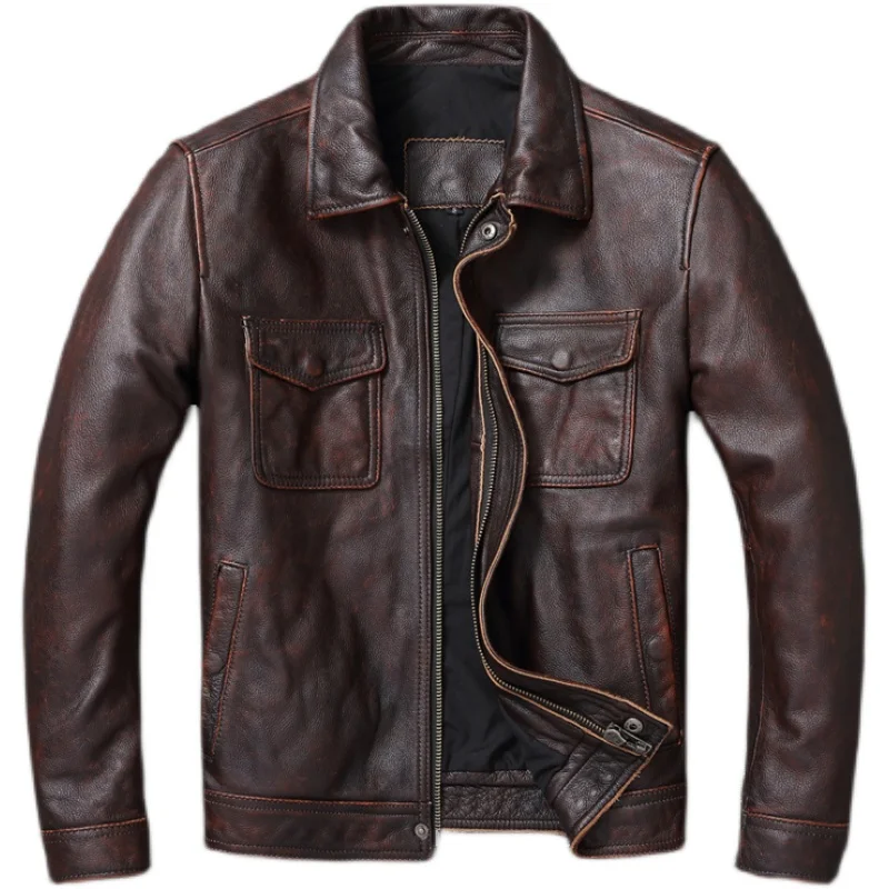 Jaket kulit asli merah coklat  - Leather Work Jacket ulasan dan harga