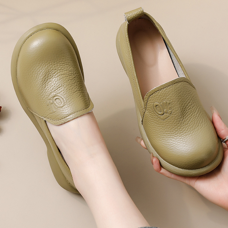 2025 sepatu pantofel kulit asl - Leather Work Flats Women ulasan dan harga