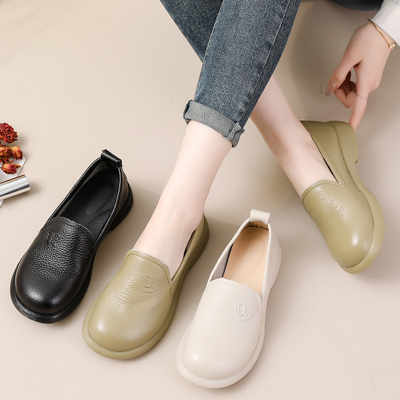 2025 sepatu pantofel kulit asl - Leather Work Flats Women ulasan dan harga